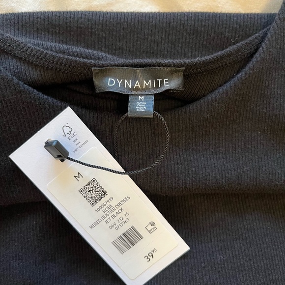 Size Medium Dynamite Ribbed Black Bustier Bodycon Mini Dress - Picture 3 of 3